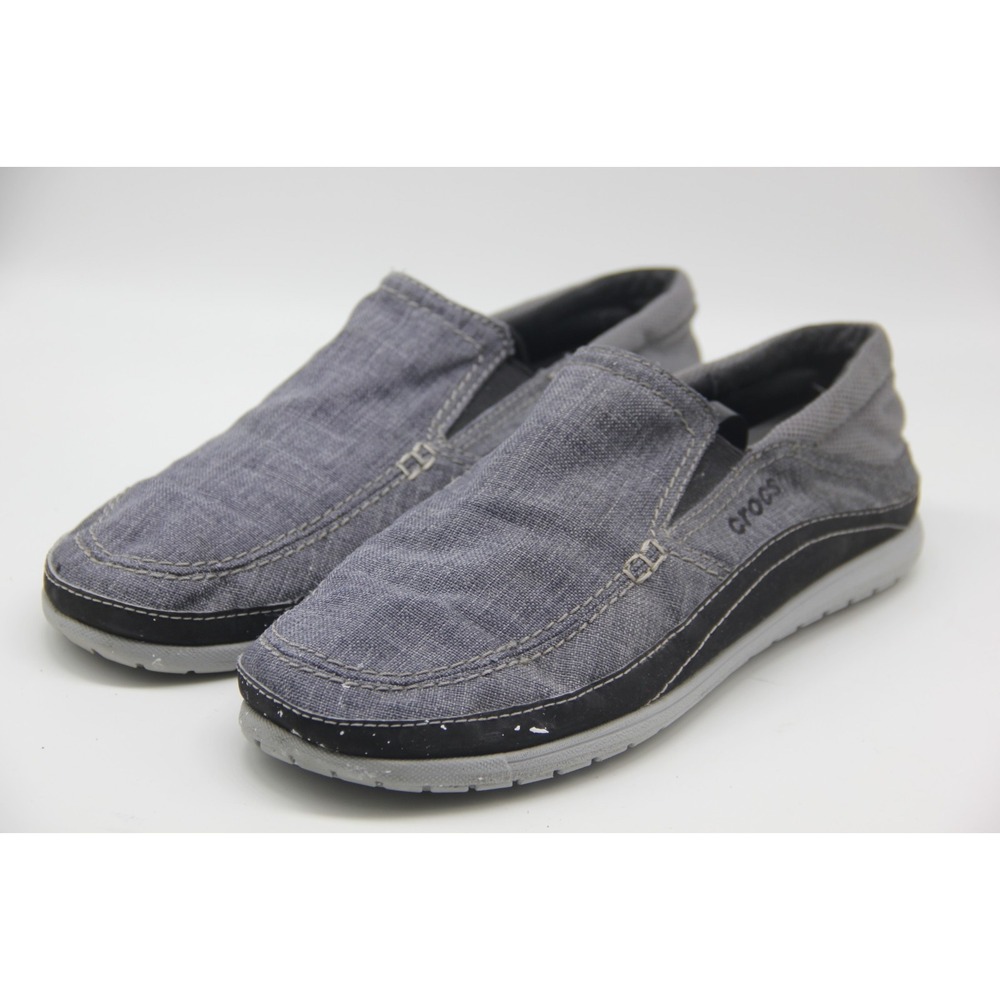 Crocs Mens Loafers Size 8 Santa Cruz Playa Blue Canvas Comfort Slip-On Shoes